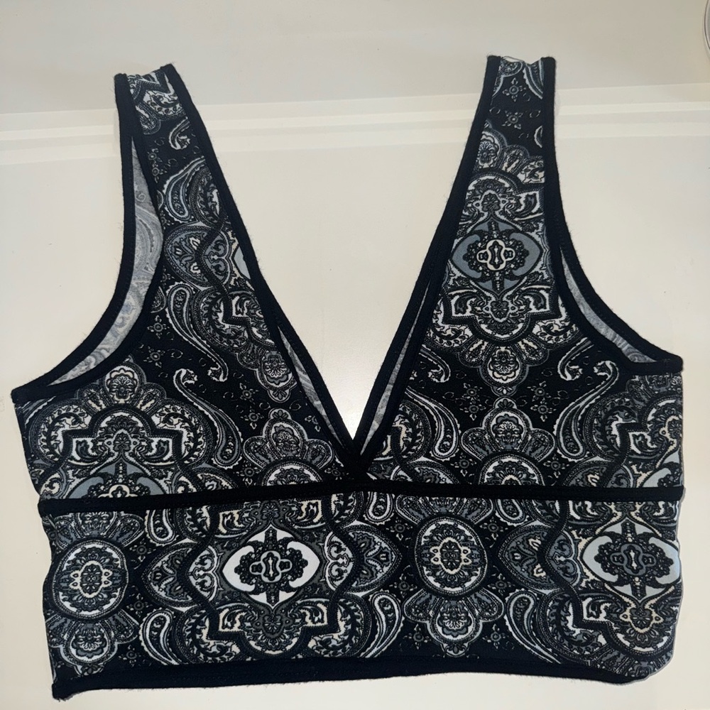 Black and White Paisley Crop Top